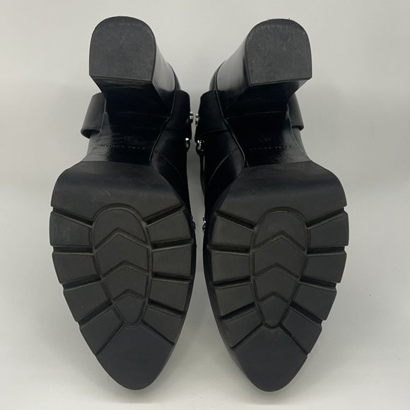 Zara Black Leather Platform Lug Sole Harness Lace Up Ankle Boots EU 39 (US M) - Picture 8 of 10